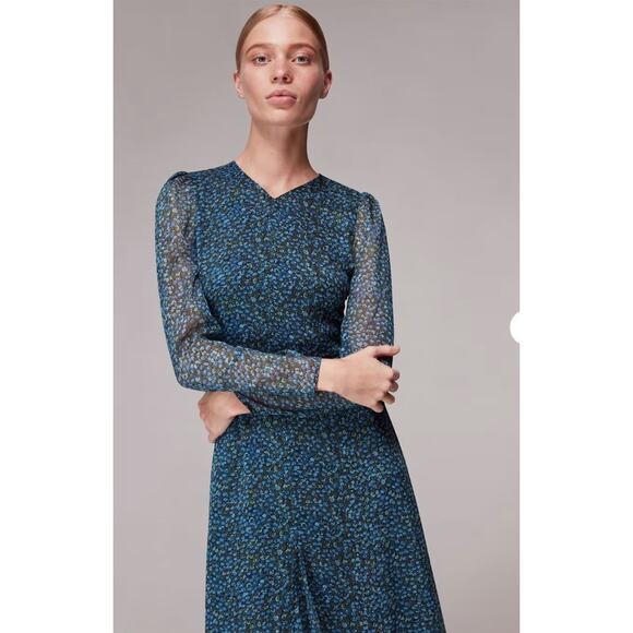 EUC WHISTLES Scattered Bloom Dobby Dress sz: 12 - Picture 1 of 12